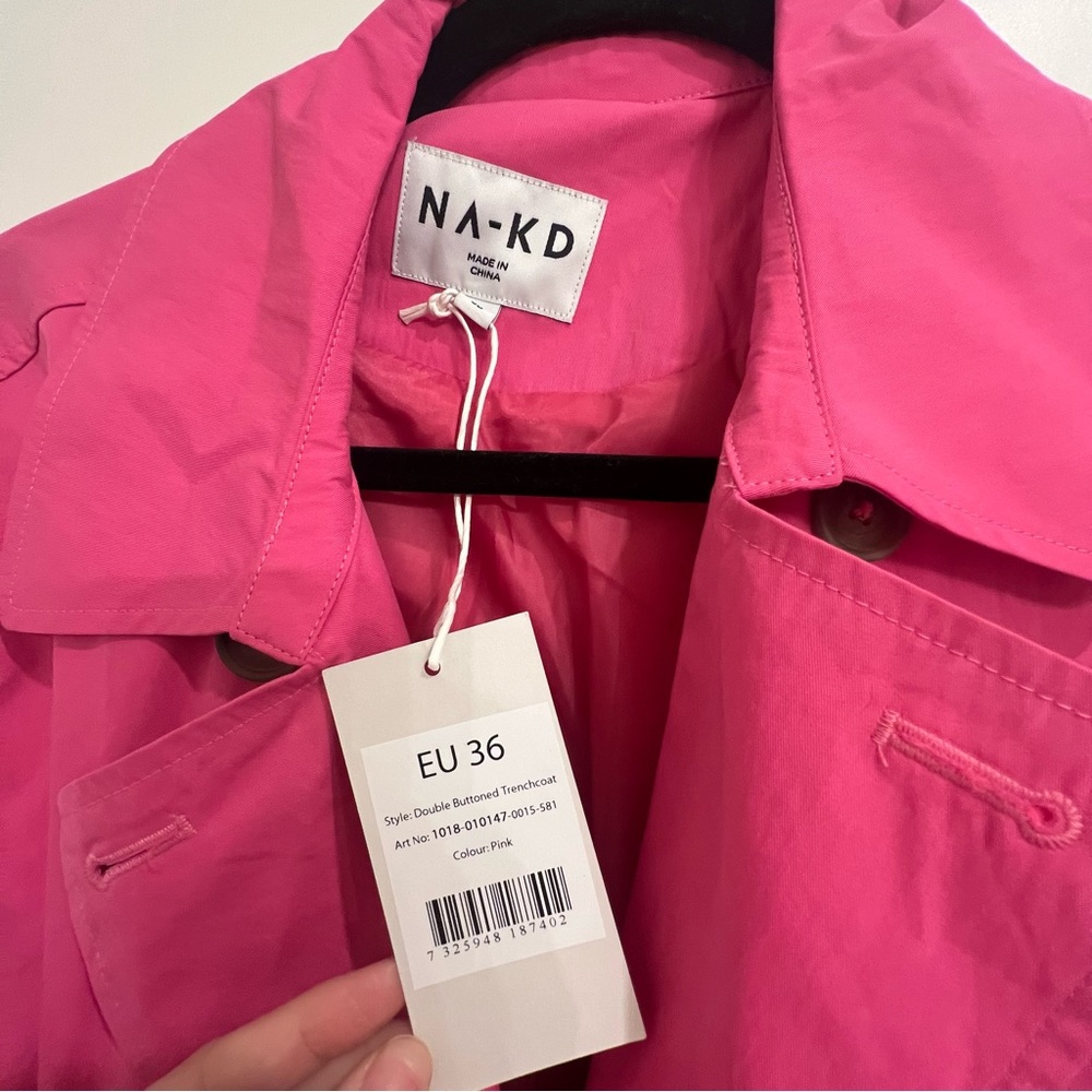 NWT NA-KD Pink Double Buttoned Trenchcoat - Picture 6 of 9